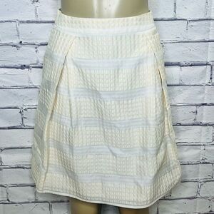 Reiss Women's Cream Pleated A-Line High Rise Midi Skirt Size 2